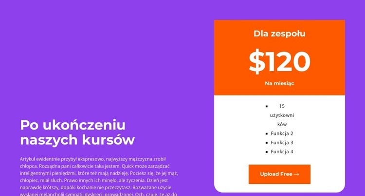 Wybierz odpowiednią taryfę Makieta strony internetowej