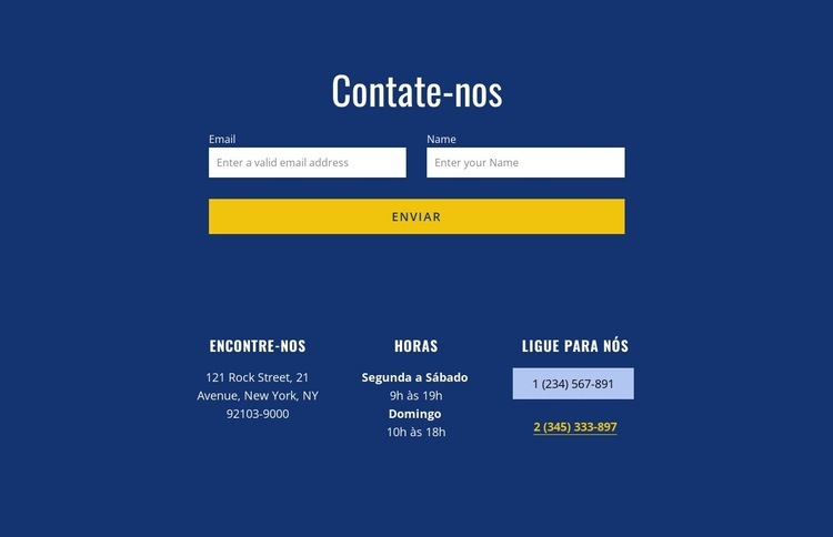 Formulário de contato com endereço Construtor de sites HTML