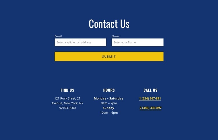 Contact form with address Squarespace Template Alternative