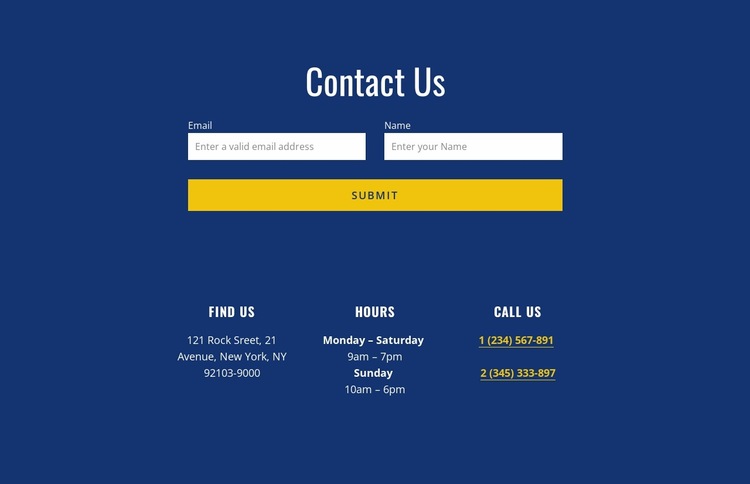 Contact form with address Website Builder Templates