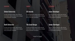 Education, Awards And Experience - Simple Website Template