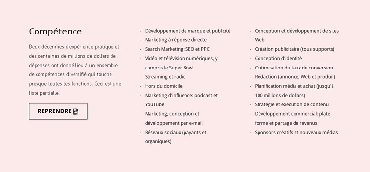 Formation, étude ou pratique Modèle HTML5