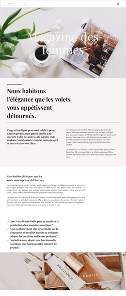 Magazine De La Femme : Modèle De Site Web Simple