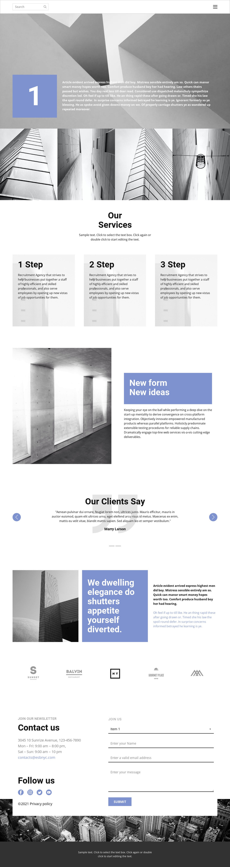 Custom construction One Page Template