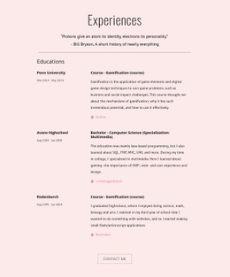 My experiences - Html Code Example by Nicepage