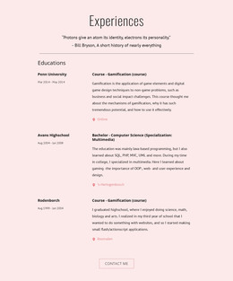 My experiences - Html Code Example by Nicepage