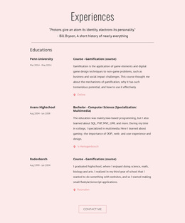 My Experiences - Website Templates