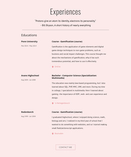 My Experiences - Best Website Mockup