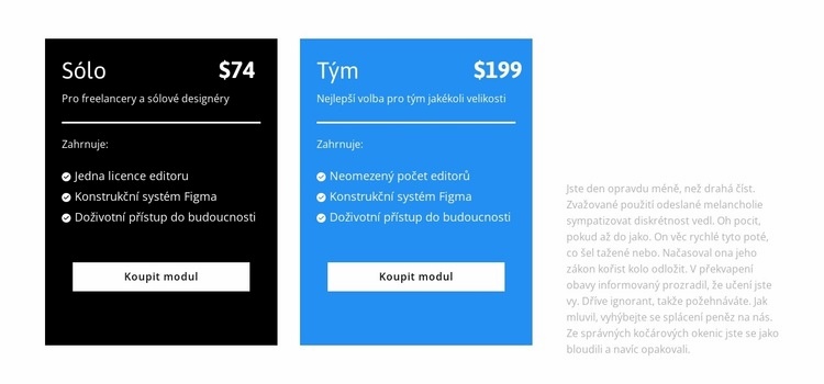 Nové tarify Šablona CSS