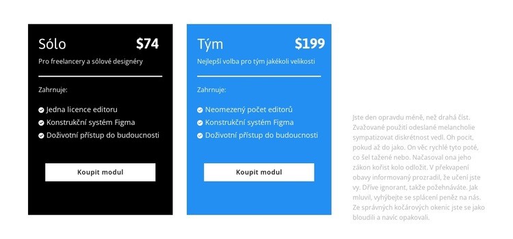 Nové tarify Šablona HTML
