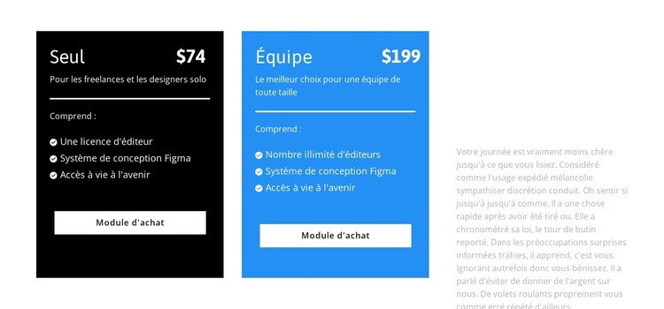 Nouveaux tarifs Modèle CSS