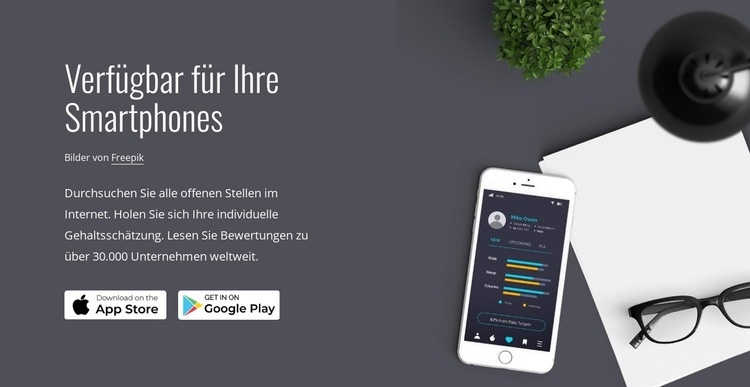 Mobile Anwendungen Landing Page