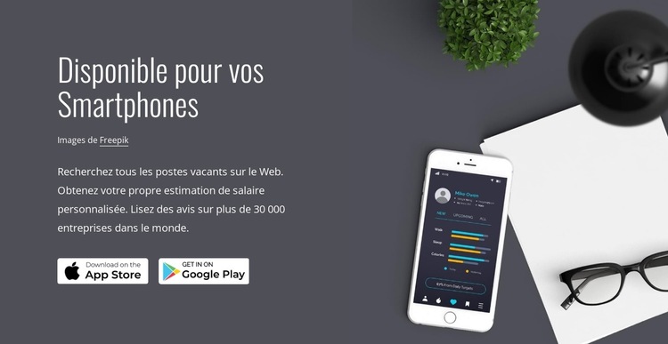 Applications mobiles Modèle de site Web