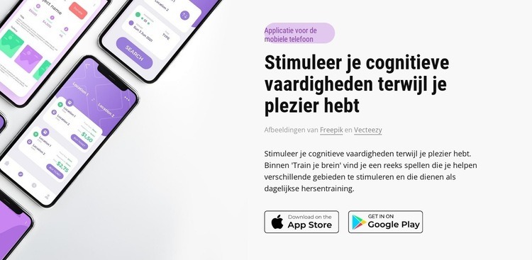 Platformonafhankelijke mobiele applicaties Sjabloon voor één pagina