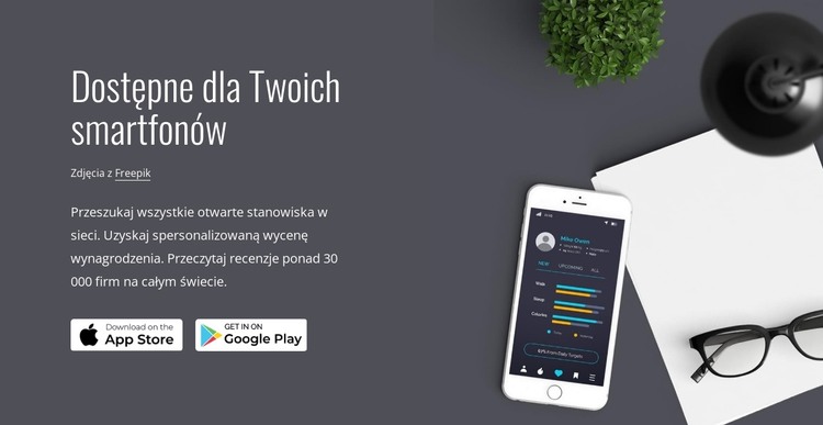Aplikacje mobilne Szablon HTML