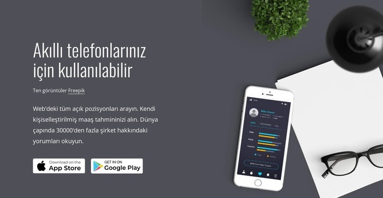 Mobil uygulamalar Html Web Sitesi Oluşturucu