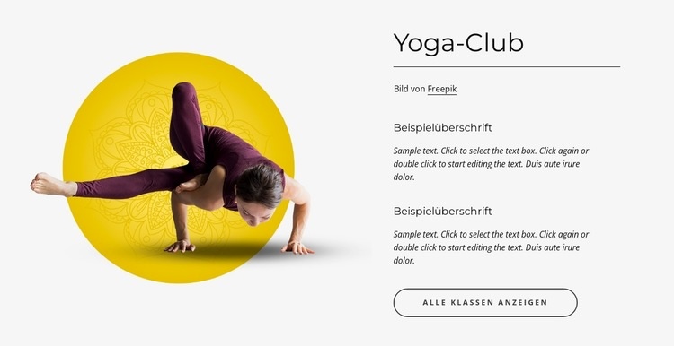 Hatha-Yoga-Club Eine Seitenvorlage