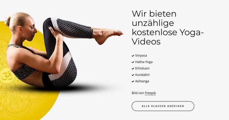 Kostenlose Yoga-Videos Eine Seitenvorlage