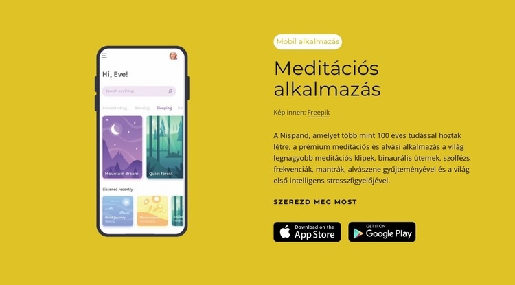 Meditációs alkalmazás Weboldal tervezés