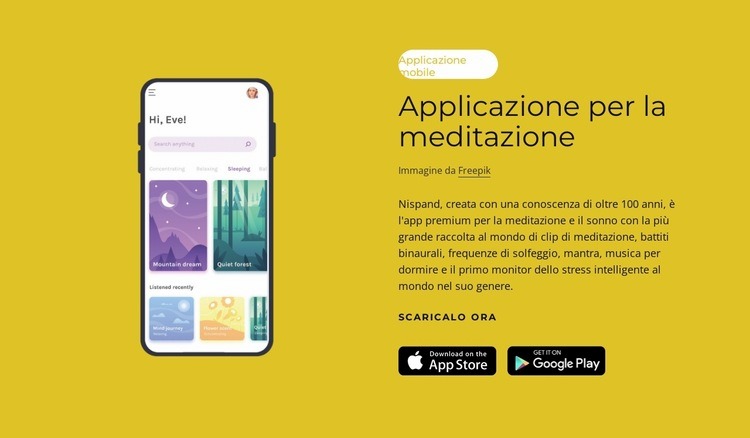 Applicazione per la meditazione Costruttore di siti web HTML