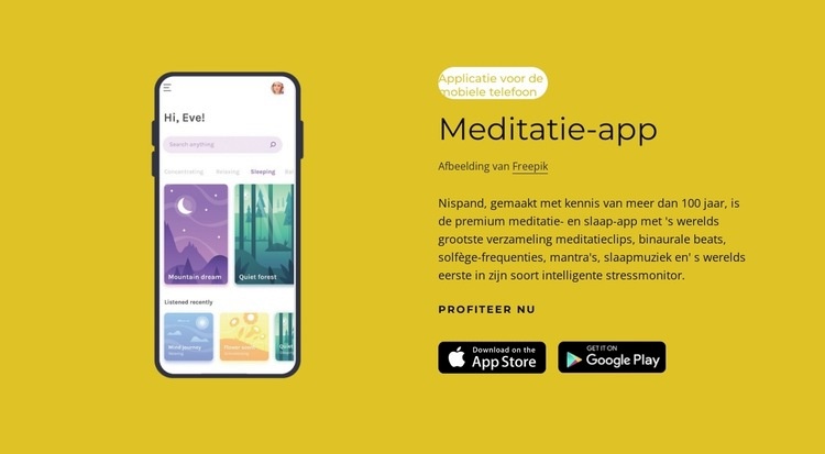 Meditatie-app Website mockup