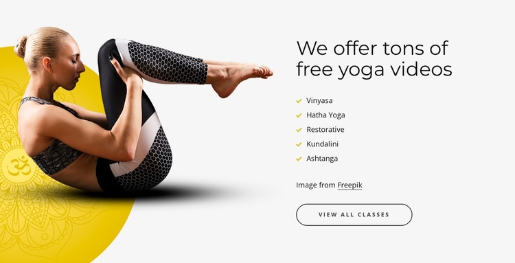 Free yoga videos One Page Template