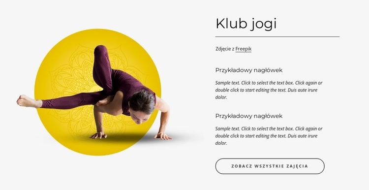 Klub hatha jogi Makieta strony internetowej