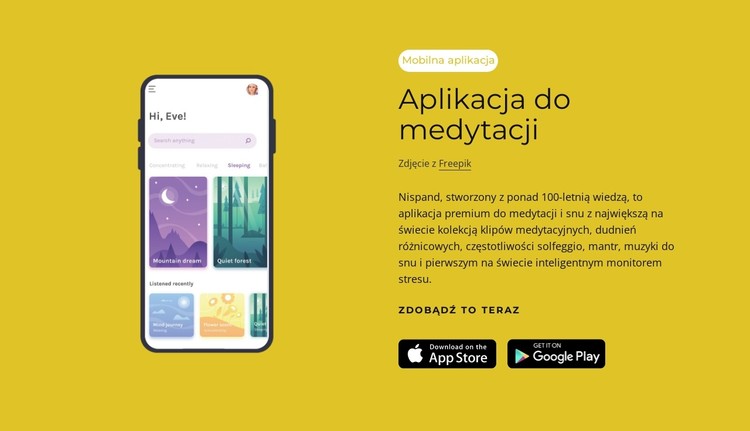 Aplikacja do medytacji Szablon CSS