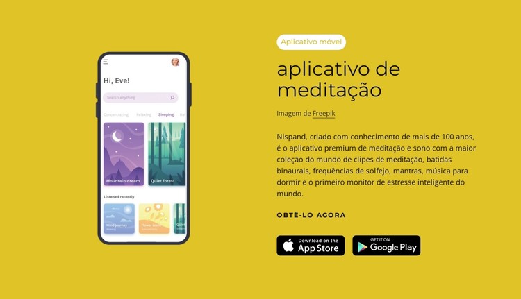 aplicativo de meditação Template CSS