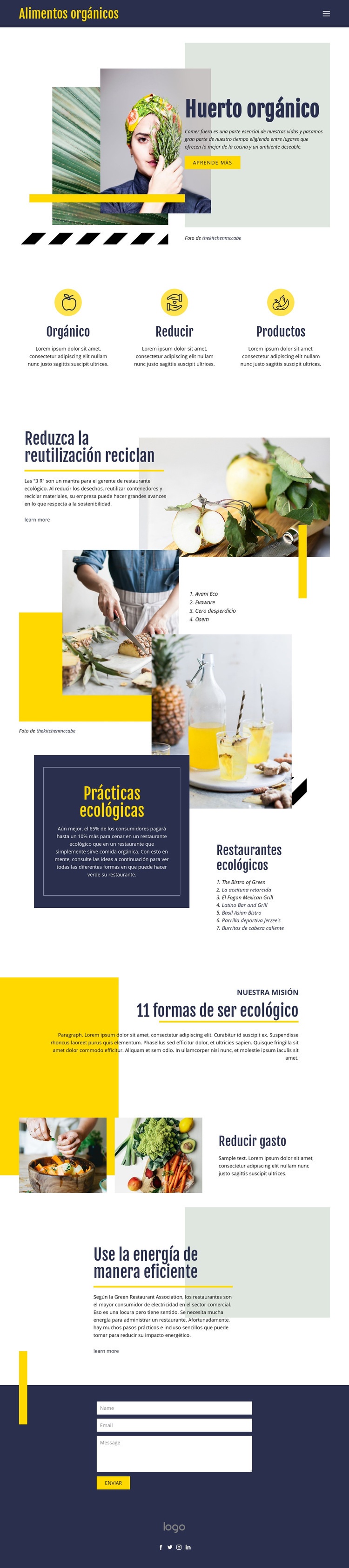 Alimentos orgánicos naturales Diseño de páginas web