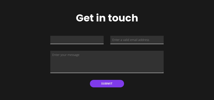 Get in touch with dark background Landing Page