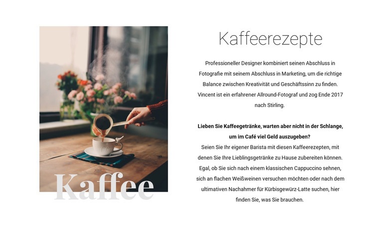 Kaffeerezepte Eine Seitenvorlage