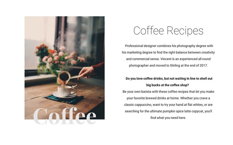 Coffee recipes Homepage Design