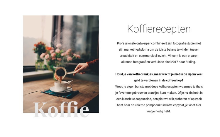 Koffierecepten Website ontwerp