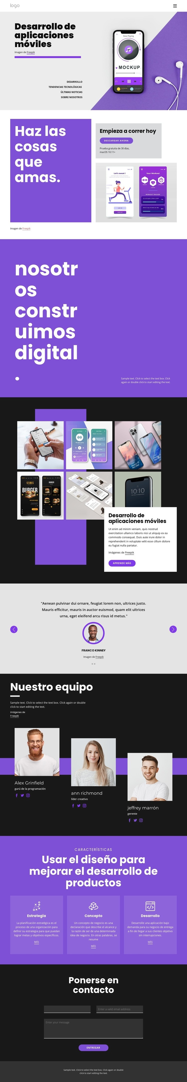 Desarrollo de aplicaciones móviles Diseño de páginas web