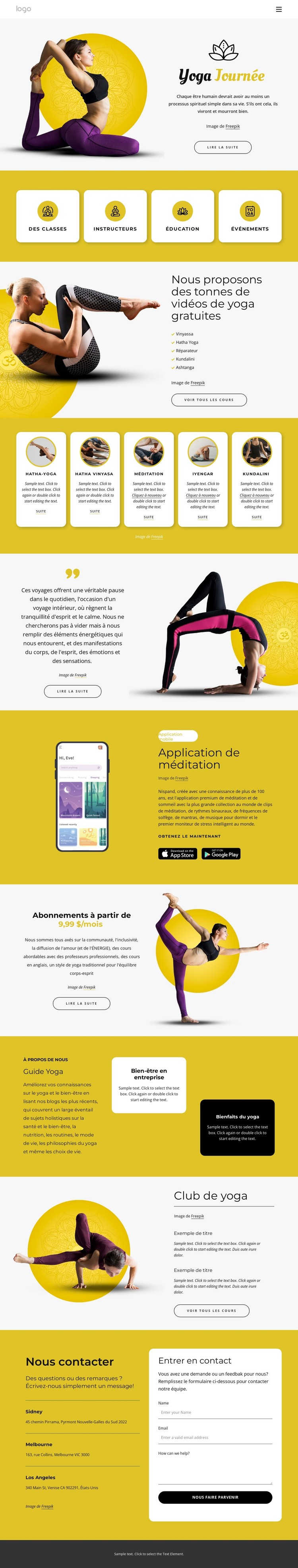 Événements et cours de yoga Modèle CSS