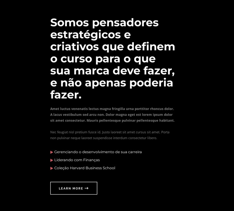 Somos pensadores criativos Design do site