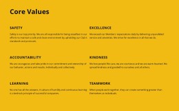 CSS Layout For Company Core Values