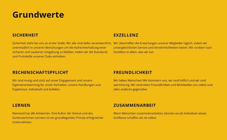 Grundwerte des Unternehmens CSS-Vorlage