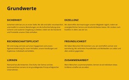 Grundwerte Des Unternehmens - HTML-Webvorlage