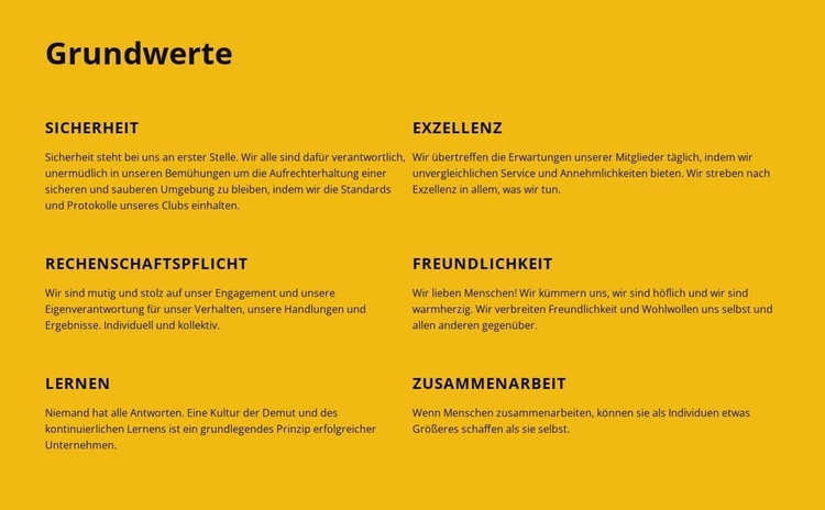 Grundwerte des Unternehmens Vorlage