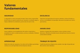 Valores Fundamentales De La Empresa - HTML Template Generator