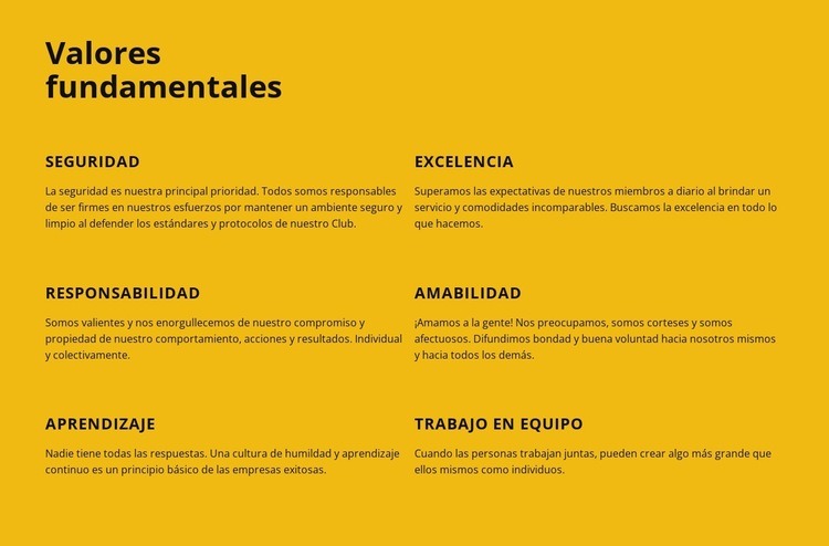 valores fundamentales de la empresa Plantillas de creación de sitios web