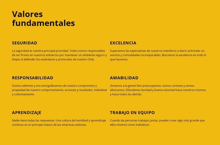 valores fundamentales de la empresa Diseño de páginas web