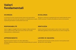 Modello HTML5 Premium Per Valori Fondamentali Dell'Azienda