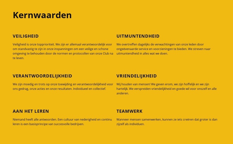 Kernwaarden van het bedrijf WordPress-thema