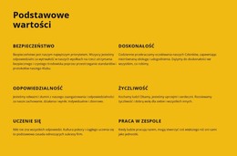 Podstawowe Wartości Firmy - Szablon Internetowy HTML
