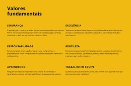 Valores Fundamentais Da Empresa - HTML Template Generator