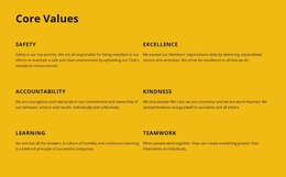 Company Core Values Product For Users
