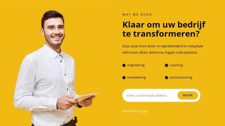 Wij geloven in creatieve probleemoplossing. Sjabloon voor één pagina